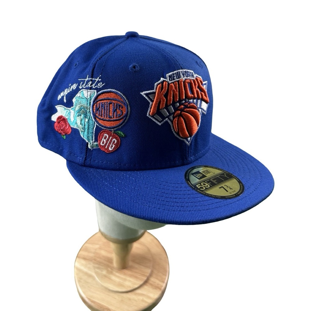 Exclusive New York Knicks New Era Blue City Cluster 59FIFTY Fitted Hat Sz 7 3/4